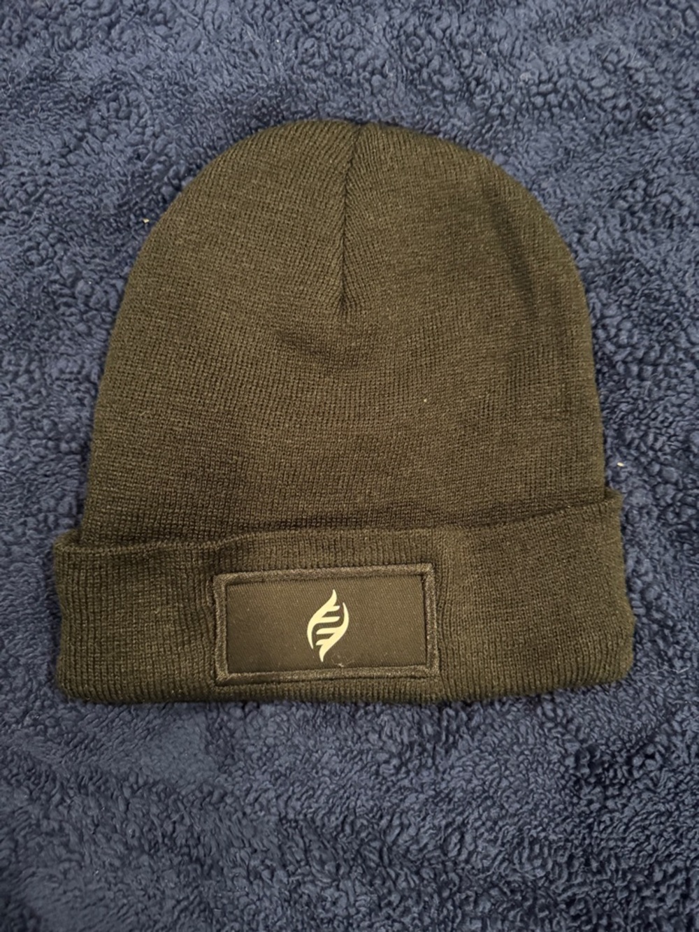 Black Beanie Hat with Subtle Leaf/Flame Logo